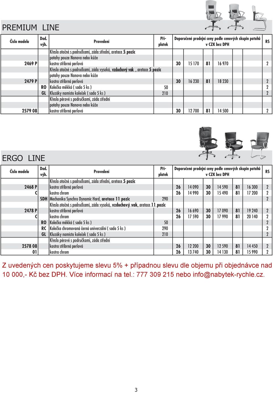 perlová 30 12 700 81 14 500 2 Křeslo otočné s područkami, záda střední, aretace 5 pozic 2468 P kostra stříbrná perlová 26 14 090 30 14 590 81 16 300 2 C kostra chrom 26 14 990 30 15 490 81 17 200 2