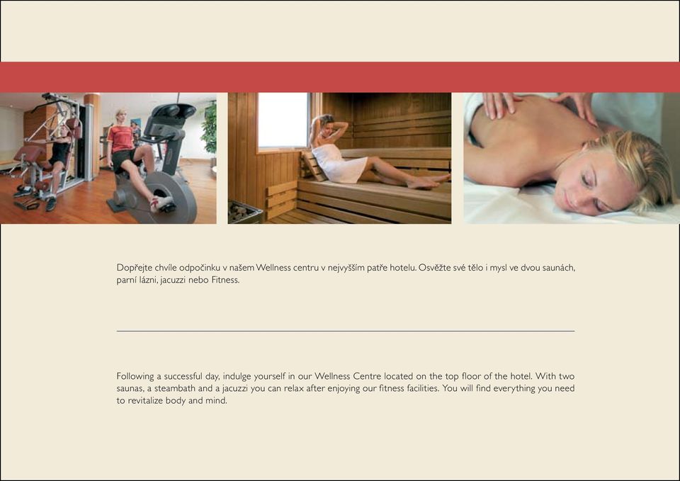 Following a successful day, indulge yourself in our Wellness Centre located on the top floor of the
