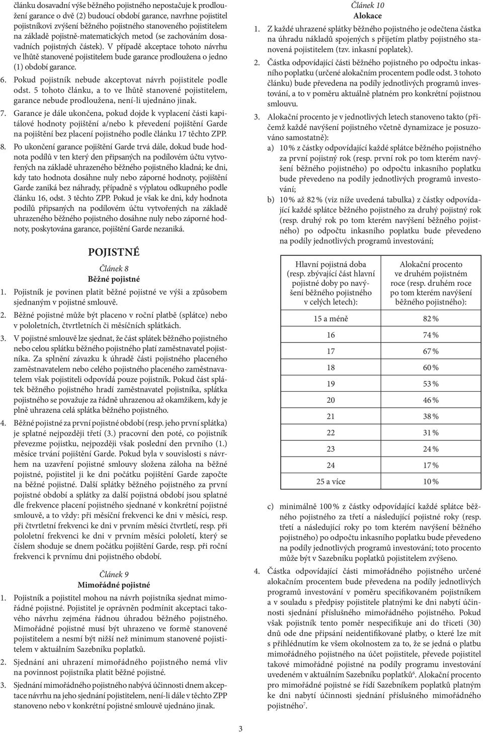 V případě akceptace tohoto návrhu ve lhůtě stanovené pojistitelem bude garance prodloužena o jedno (1) období garance. 6. Pokud pojistník nebude akceptovat návrh pojistitele podle odst.