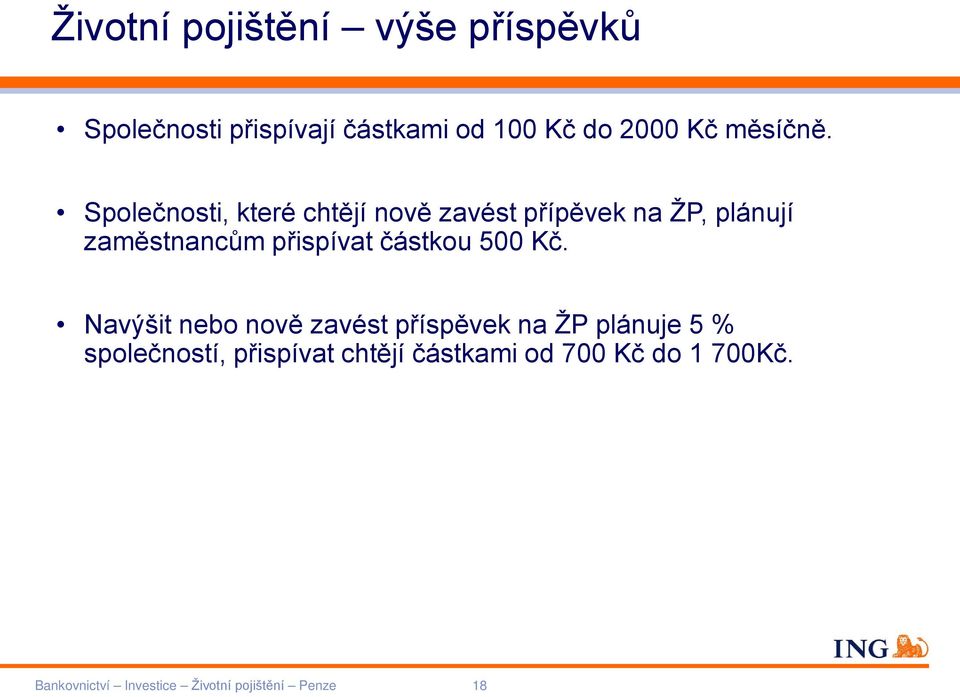 Společnosti, které chtějí nově zavést přípěvek na ŽP, plánují zaměstnancům přispívat