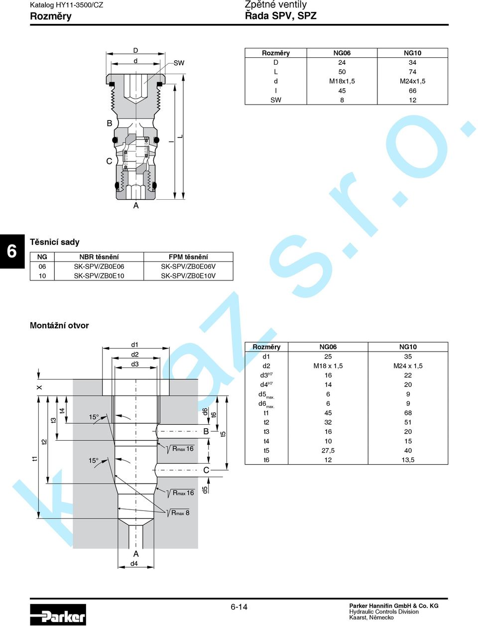 74 d M18x1,5 M24x1,5 l 45 SW 8 12 Rozměry NG0 NG10 d1 25 35 d2 M18 x 1,5 M24 x 1,5 d3 H7 1