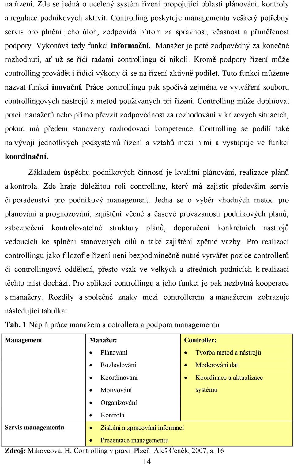 Manažer je poté zodpovědný za konečné rozhodnutí, ať už se řídí radami controllingu či nikoli. Kromě podpory řízení může controlling provádět i řídící výkony či se na řízení aktivně podílet.