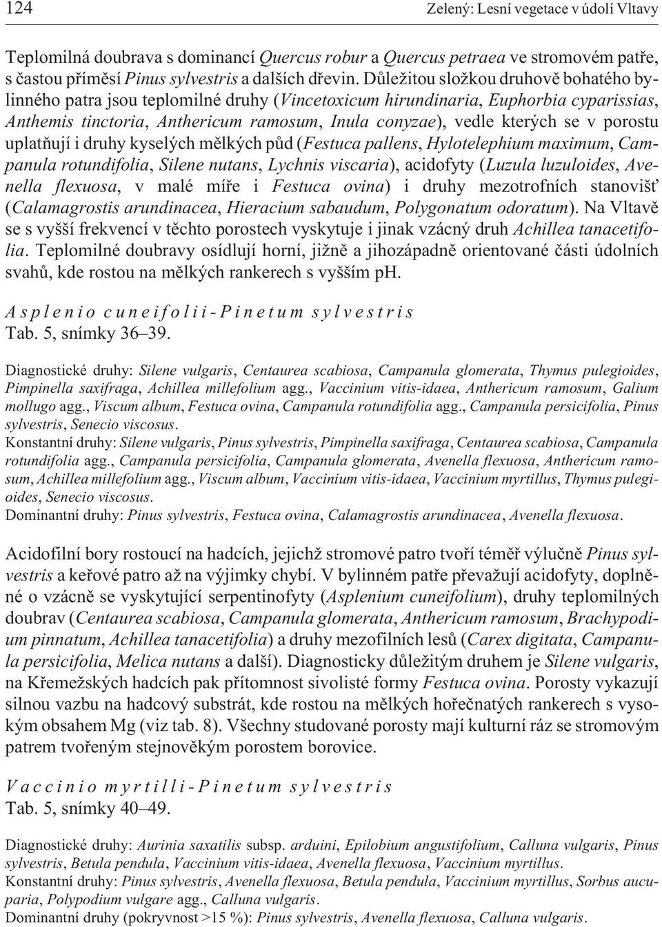 porostu uplatòují i druhy kyselých mìlkých pùd (Festuca pallens, Hylotelephium maximum, Campanula rotundifolia, Silene nutans, Lychnis viscaria), acidofyty (Luzula luzuloides, Avenella flexuosa, v