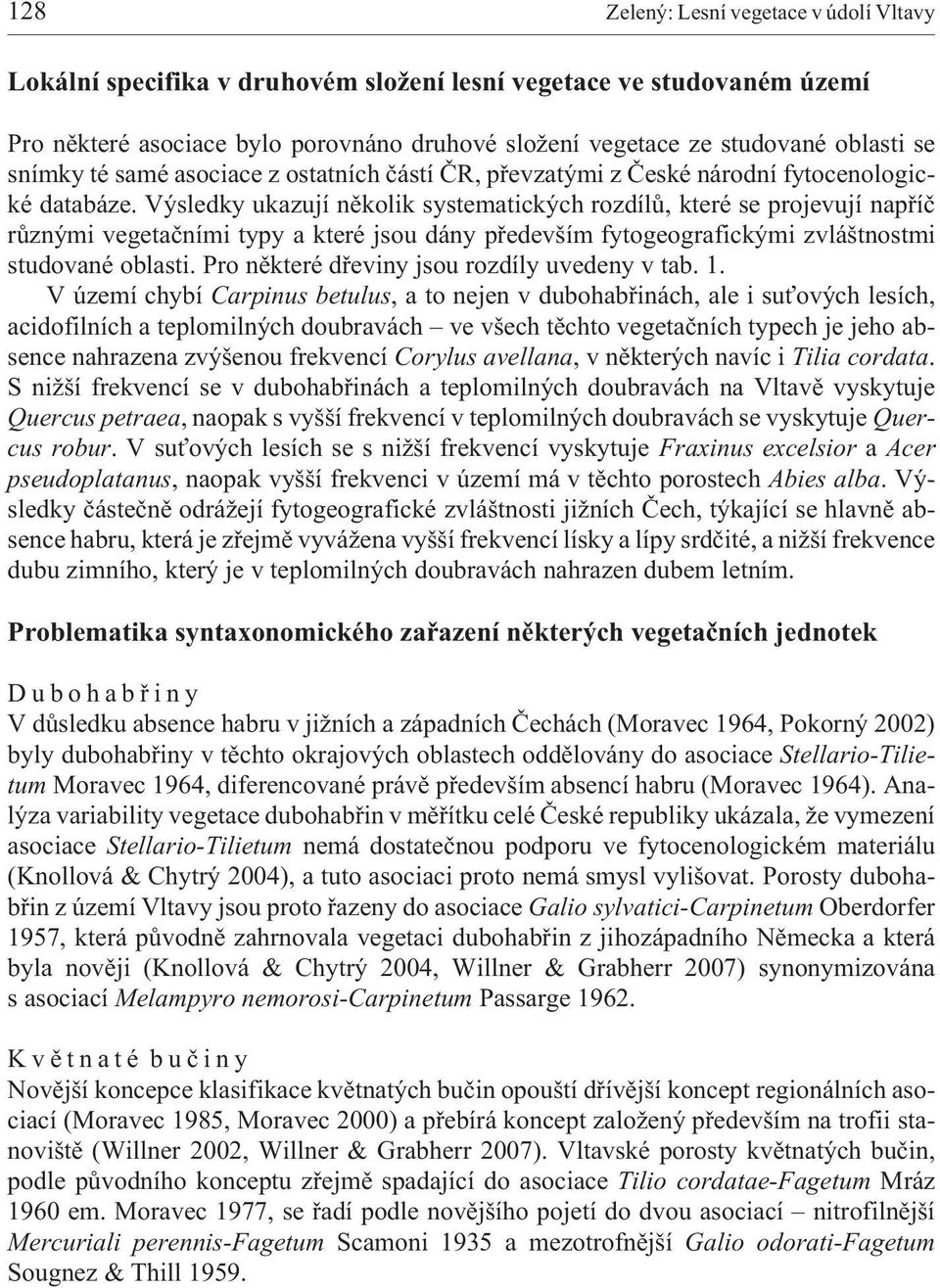 Výsledky ukazují nìkolik systematických rozdílù, které se projevují napøíè rùznými vegetaèními typy a které jsou dány pøedevším fytogeografickými zvláštnostmi studované oblasti.