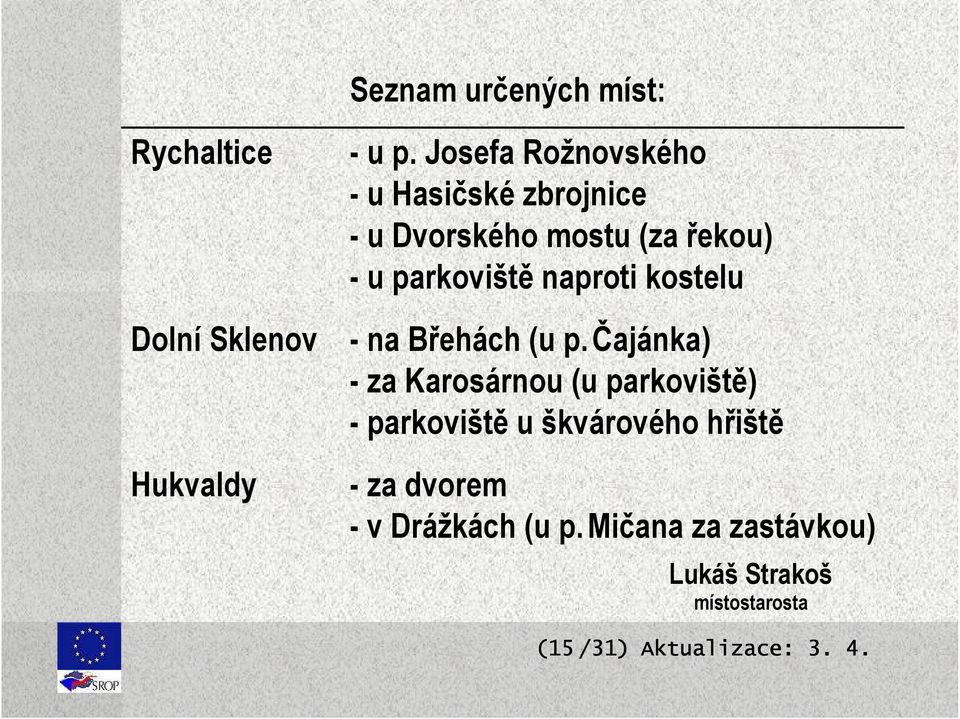 parkoviště naproti kostelu - na Břehách (u p.