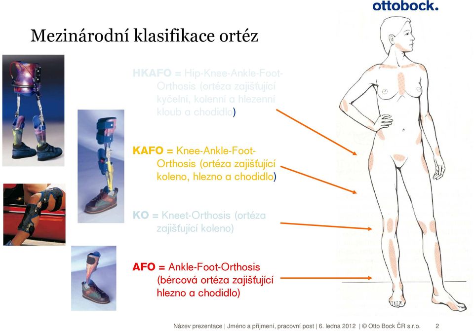 Orthosis (ortéza zajišťující koleno, hlezno a chodidlo) KO = Kneet-Orthosis (ortéza