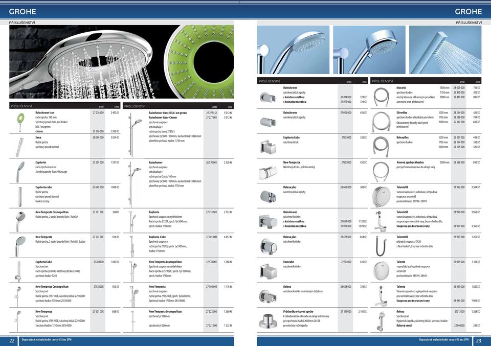 artikl cena Rainshower Icon 27 276 LS0 2 492 Kč ruční sprcha 145 mm Sprchový proud Rain, eco funkce bílá / ecogreen chrom 27 276 000 2 380 Kč Sena 28 034 000 3 024 Kč Ruční sprcha sprchový proud