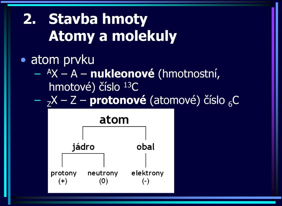 hmotové) číslo 13 C Z X