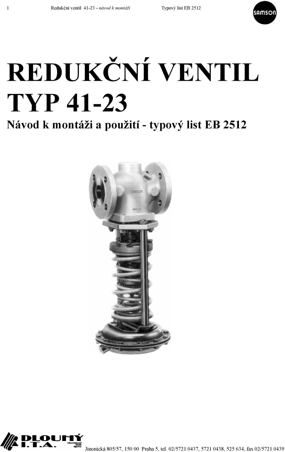 REDUKČNÍ VENTIL TYP 41-23 Návod k