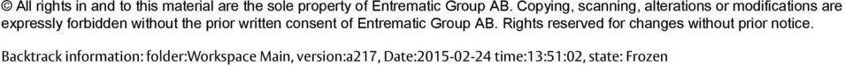 written consent of Entrematic Group AB. Rights reserved for changes without prior notice.