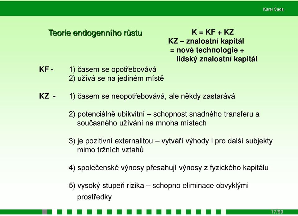 snadného transferu a současného užívání na mnoha místech 3) je pozitivní externalitou vytváří výhody i pro další subjekty mimo