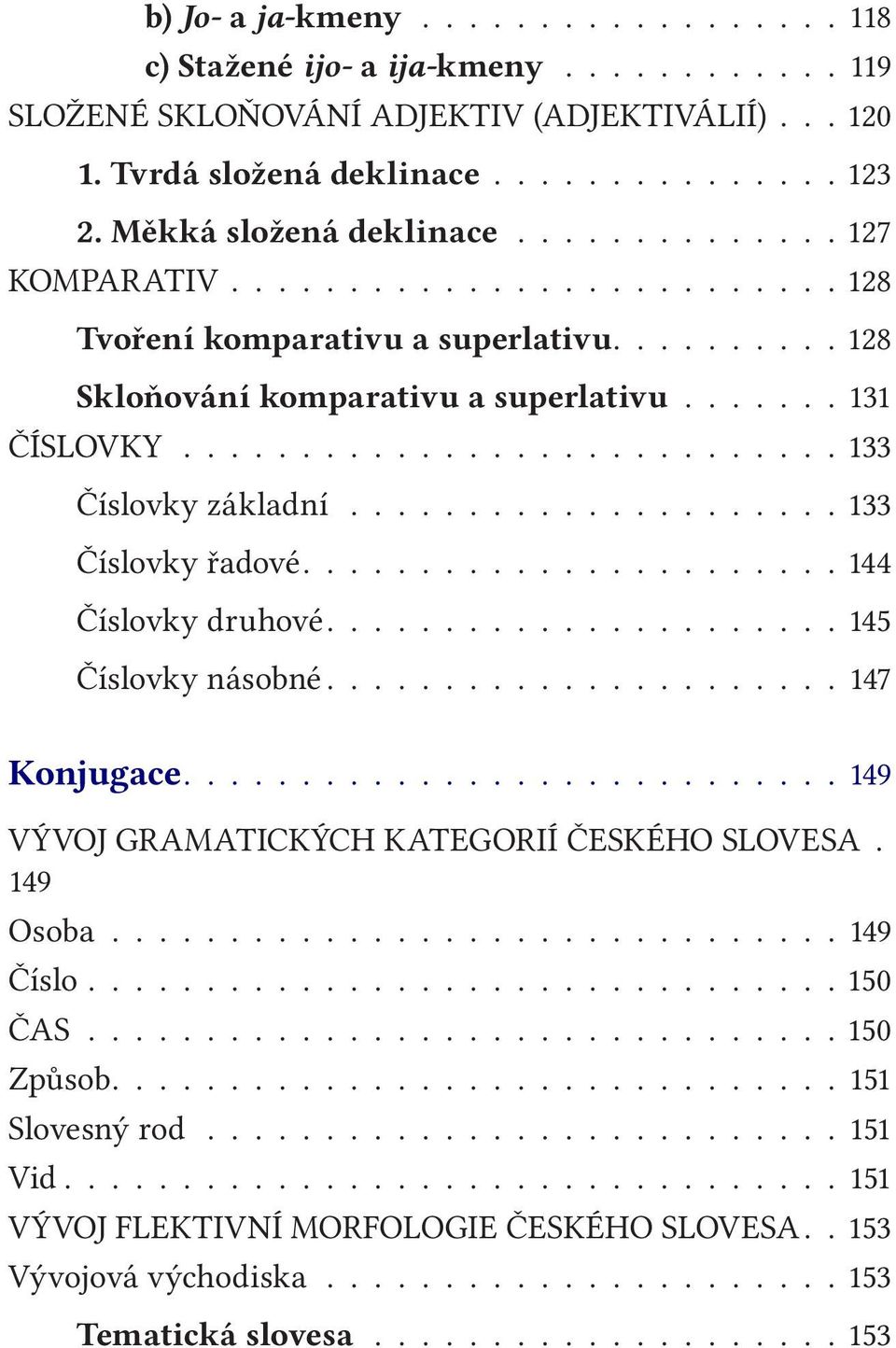 ........................... 133 Číslovky základní..................... 133 Číslovky řadové.......................144 Číslovky druhové...................... 145 Číslovky násobné...................... 147 Konjugace.