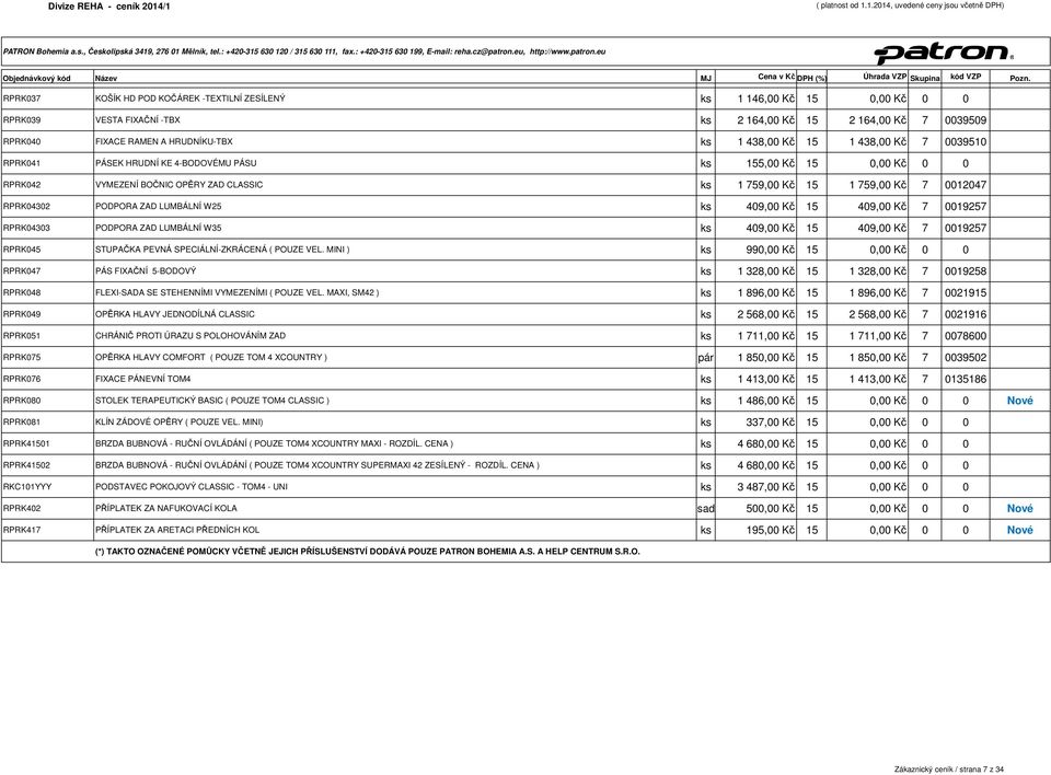 W25 ks 409,00 Kč 15 409,00 Kč 7 0019257 RPRK04303 PODPORA ZAD LUMBÁLNÍ W35 ks 409,00 Kč 15 409,00 Kč 7 0019257 RPRK045 STUPAČKA PEVNÁ SPECIÁLNÍ-ZKRÁCENÁ ( POUZE VEL.