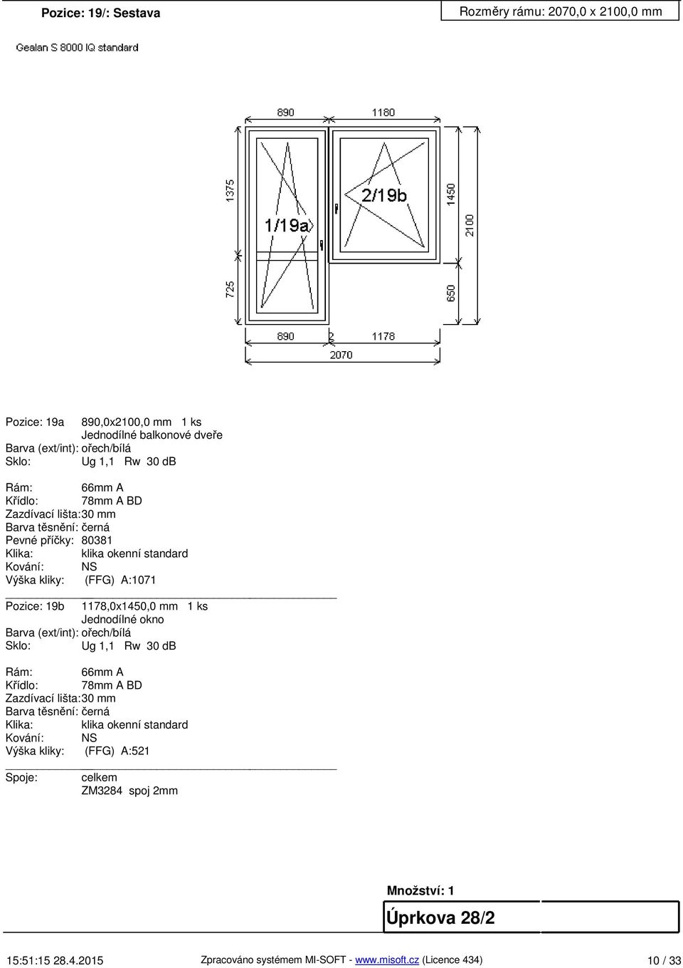 Ug 1,1 Rw 30 db A BD 80381 (FFG) A:1071 1178,0x1450,0 mm 1 ks Jednodílné