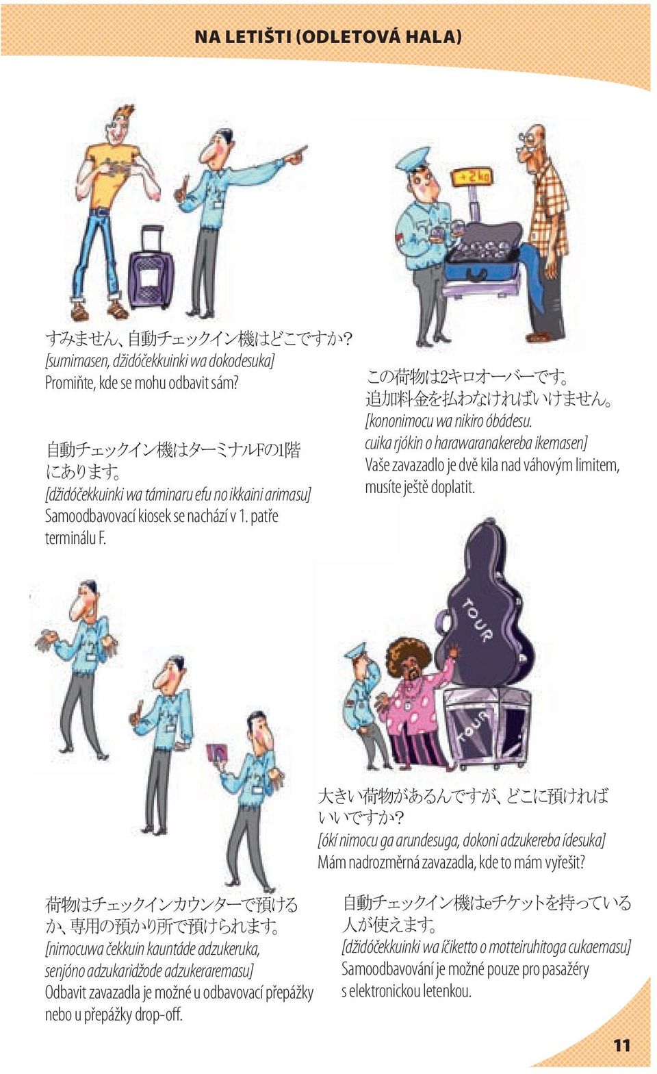 cuika rjókin o harawaranakereba ikemasen] Vaše zavazadlo je dvě kila nad váhovým limitem, musíte ještě doplatit.