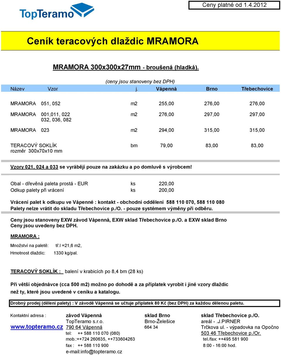 rozměr 300x70x10 mm Vzory 021, 024 a 033 se vyrábějí pouze na zakázku a po domluvě s výrobcem!