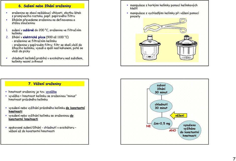 sušení v sušárně do 200, sraženina ve filtračním kelímku 2.