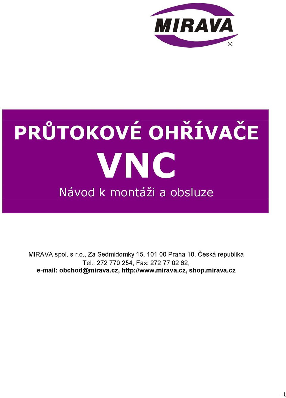 PRŮTOKOVÉ OHŘÍVAČE VNC - PDF Stažení zdarma