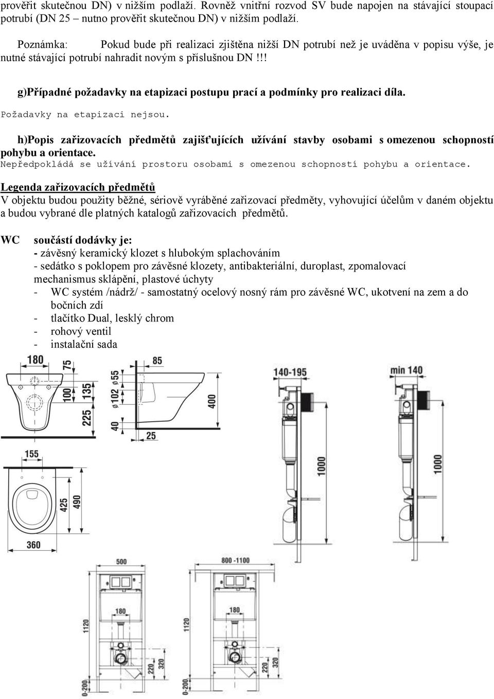 !! g)případné požadavky na etapizaci postupu prací a podmínky pro realizaci díla. Požadavky na etapizaci nejsou.