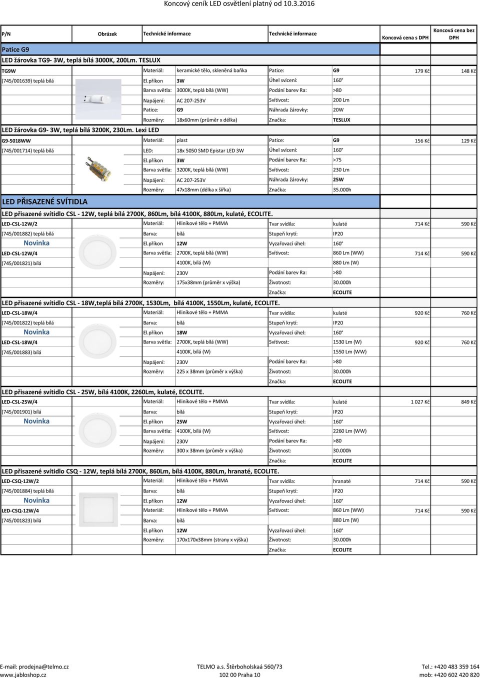 Koncový ceník LED osvětlení platný od - PDF Stažení zdarma