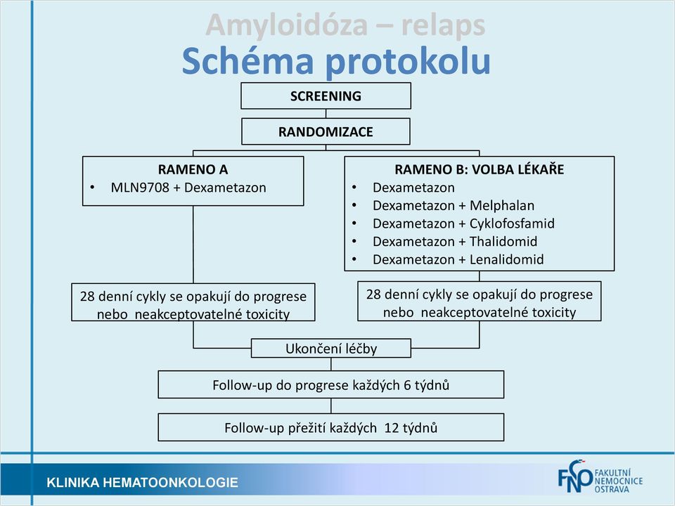 Dexametazon + Cyklofosfamid Dexametazon + Thalidomid Dexametazon + Lenalidomid 28 denní cykly se opakují do