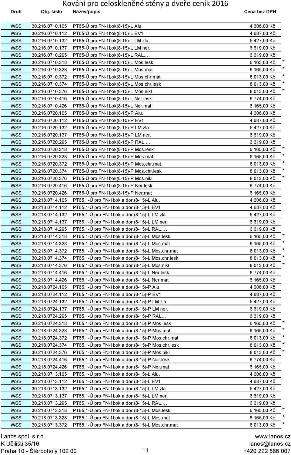lesk 6 165,00 Kč * WSS 30.216.0710.328 PT65-Ú pro FN-1bok(8-15)-L Mos.mat 6 165,00 Kč * WSS 30.216.0710.372 PT65-Ú pro FN-1bok(8-15)-L Mos.chr.mat 8 013,00 Kč * WSS 30.216.0710.374 PT65-Ú pro FN-1bok(8-15)-L Mos.