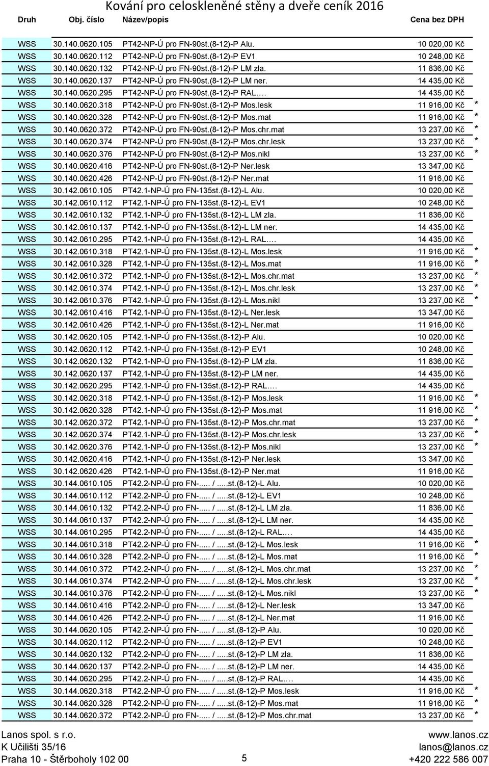 (8-12)-P Mos.lesk 11 916,00 Kč * WSS 30.140.0620.328 PT42-NP-Ú pro FN-90st.(8-12)-P Mos.mat 11 916,00 Kč * WSS 30.140.0620.372 PT42-NP-Ú pro FN-90st.(8-12)-P Mos.chr.mat 13 237,00 Kč * WSS 30.140.0620.374 PT42-NP-Ú pro FN-90st.