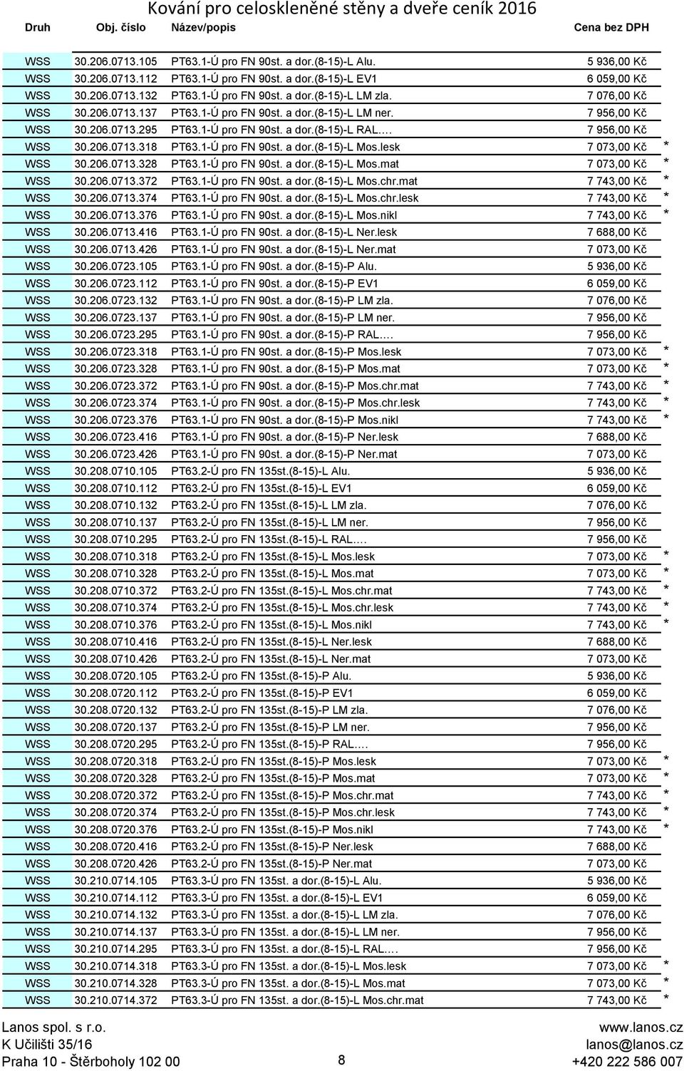 1-Ú pro FN 90st. a dor.(8-15)-l Mos.lesk 7 073,00 Kč * WSS 30.206.0713.328 PT63.1-Ú pro FN 90st. a dor.(8-15)-l Mos.mat 7 073,00 Kč * WSS 30.206.0713.372 PT63.1-Ú pro FN 90st. a dor.(8-15)-l Mos.chr.