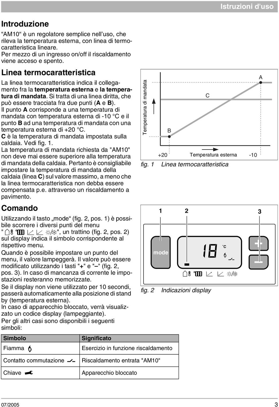 Linea termocaratteristica La linea termocaratteristica indica il collegamento fra la temperatura esterna e la temperatura di mandata.