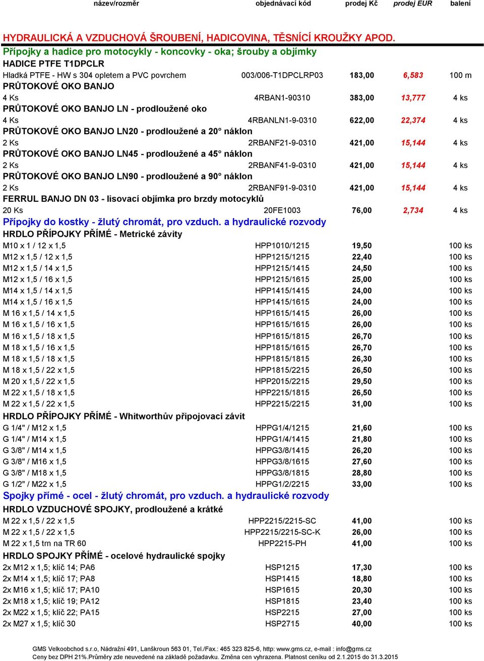 4RBAN1-90310 383,00 13,777 4 ks PRŮTOKOVÉ OKO BANJO LN - prodloužené oko 4 Ks 4RBANLN1-9-0310 622,00 22,374 4 ks PRŮTOKOVÉ OKO BANJO LN20 - prodloužené a 20 náklon 2 Ks 2RBANF21-9-0310 421,00 15,144