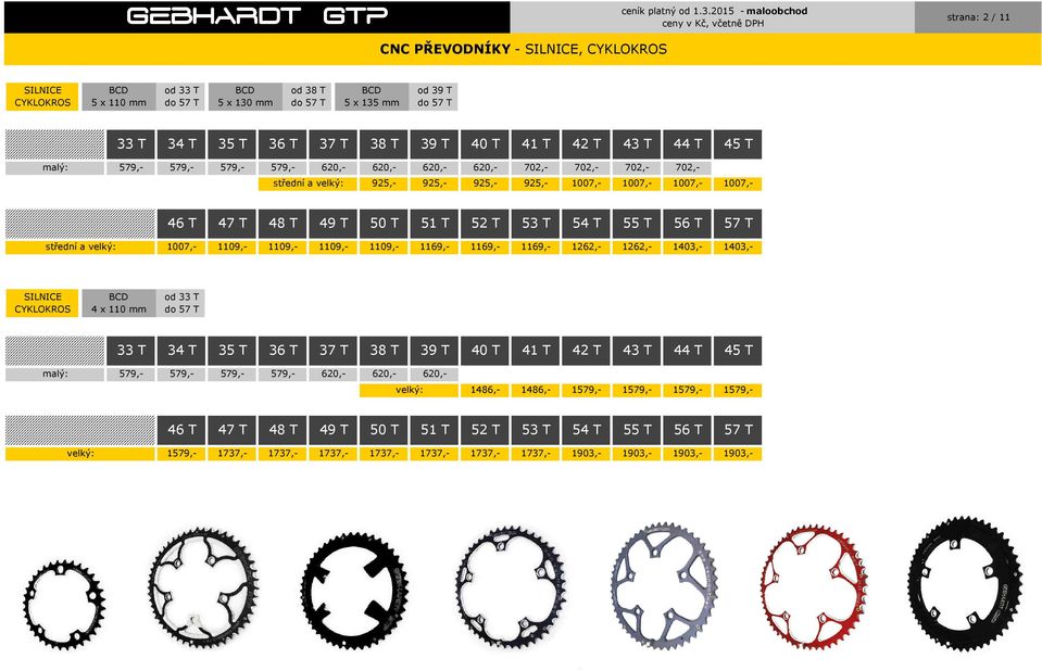 1262,- 1262,- 1403,- 1109,- 1109,- 1109,- 1169,- 1169,- 1169,- 1403,- 4 x 110 mm 33 T 34 T 35 T 36 T 37 T 38 T 39 T 40 T 41 T 42 T 43 T 44 T 45 T malý: 579,- 579,- 579,- 579,- 620,- 620,- 620,-