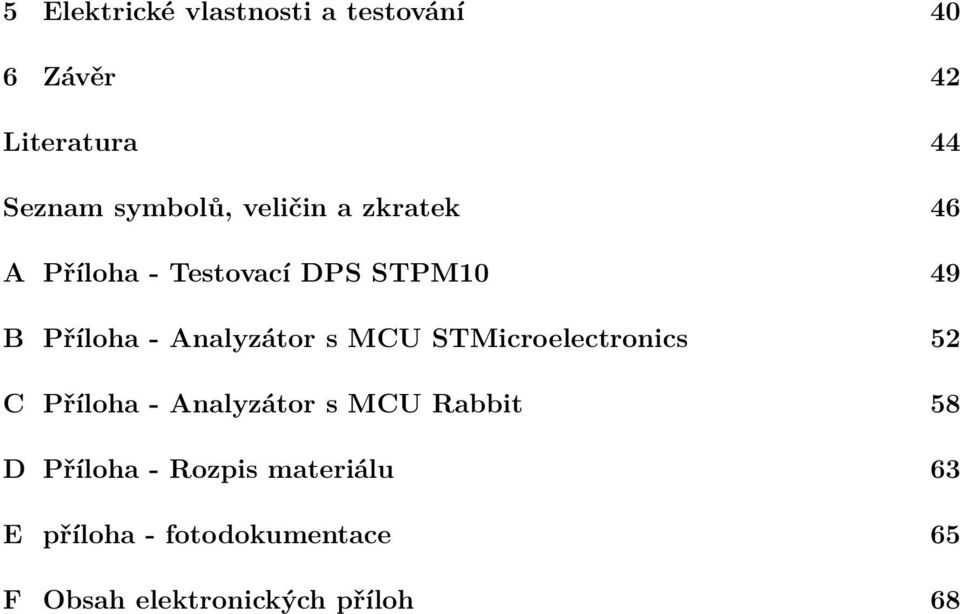 s MCU STMicroelectronics 52 C Příloha - Analyzátor s MCU Rabbit 58 D Příloha -