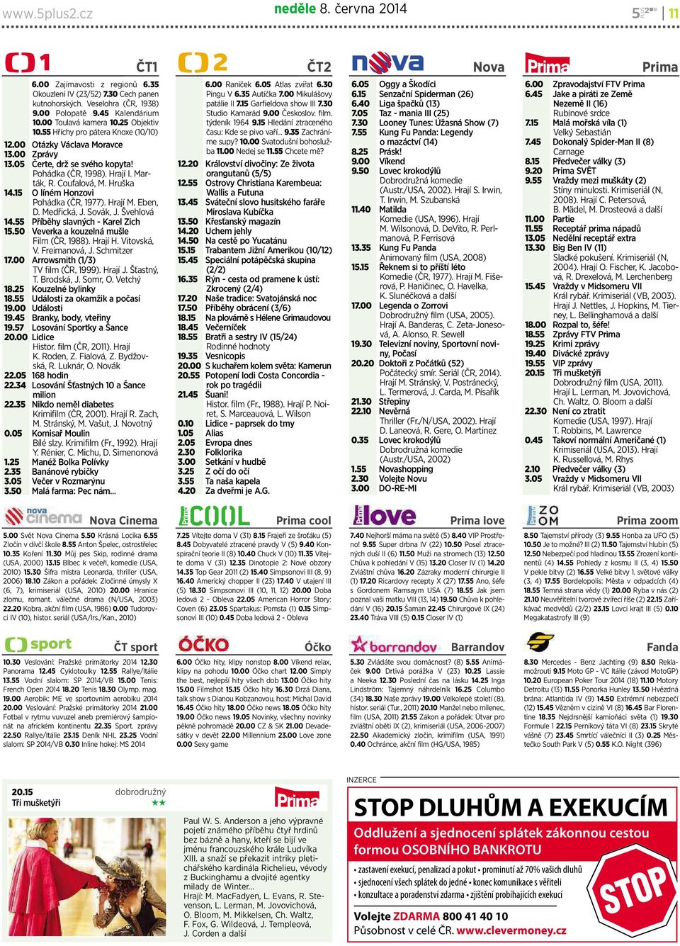 Hruška 14.15 Olíném Honzovi Pohádka (ČR, 1977). Hrají M. Eben, D. Medřická, J. Sovák, J. Švehlová 14.55 Příběhyslavných-KarelZich 15.50 Veverka a kouzelná mušle Film (ČR, 1988). Hrají H. Vitovská, V.