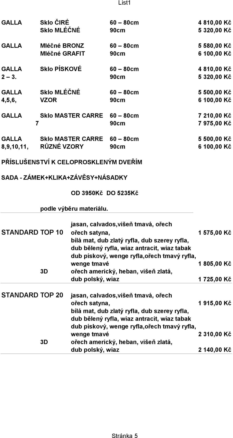 320,00 Kč 5 580,00 Kč 6 100,00 Kč 5 320,00 Kč 5 500,00 Kč 6 100,00 Kč 7 210,00 Kč 7 975,00 Kč 5 500,00 Kč 6 100,00 Kč PŘÍSLUŠENSTVÍ K CELOPROSKLENÝM