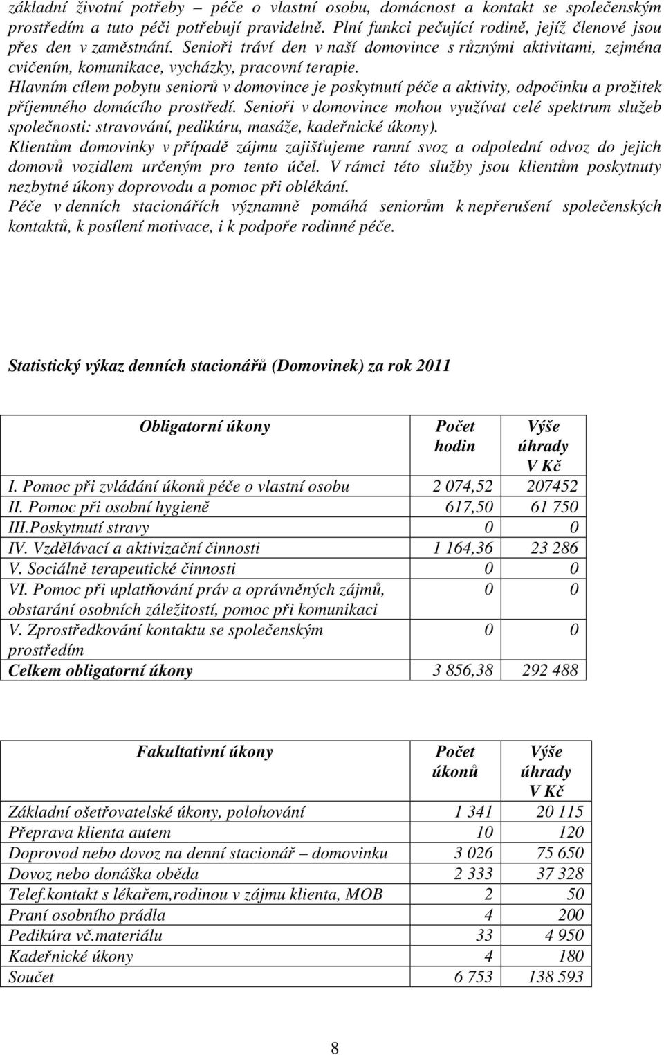 Hlavním cílem pobytu seniorů v domovince je poskytnutí péče a aktivity, odpočinku a prožitek příjemného domácího prostředí.