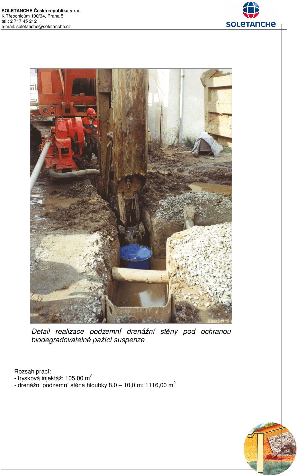 biodegradovatelné pažící suspenze Rozsah prací: 2 -