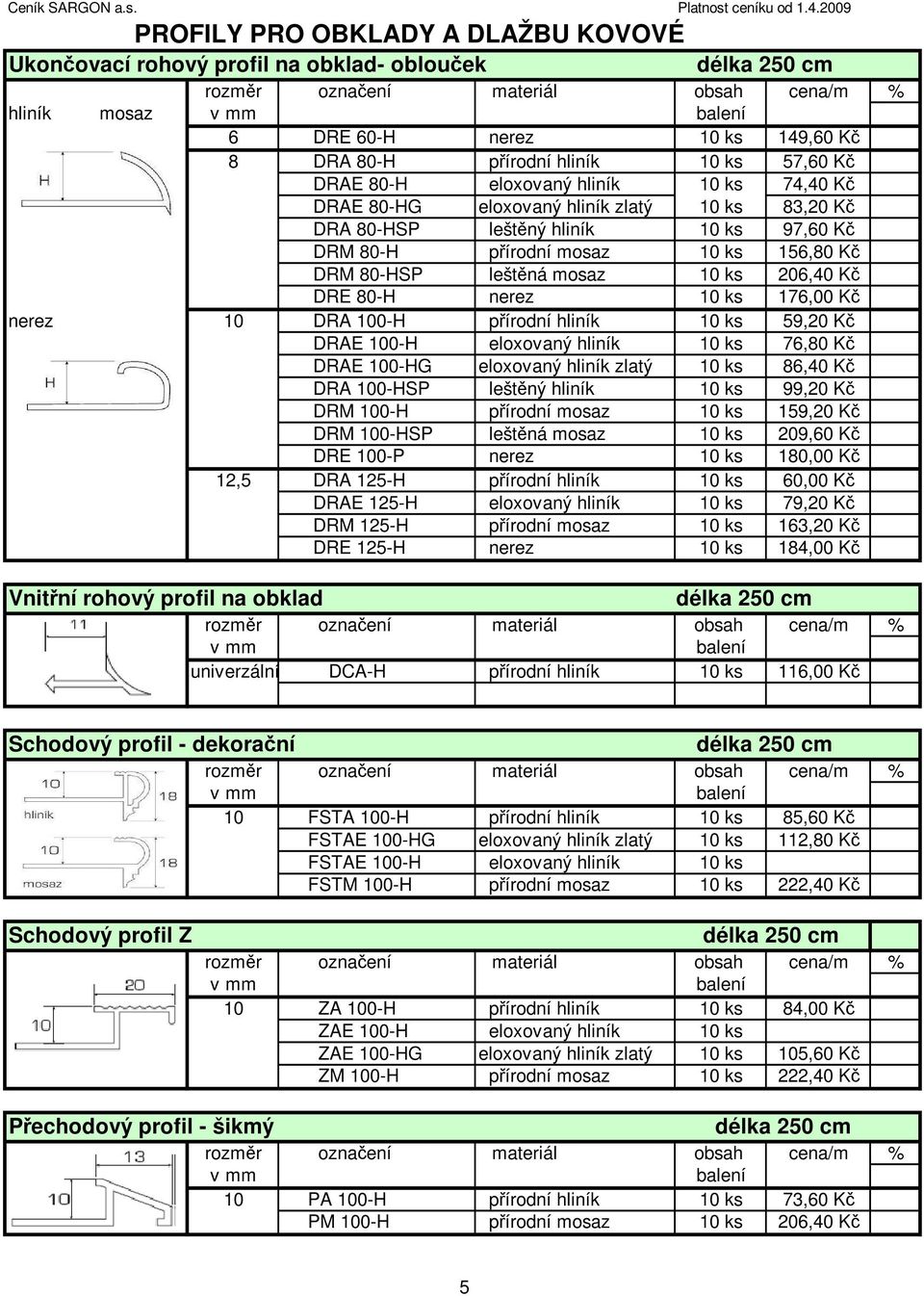 eloxovaný hliník 10 ks 74,40 Kč DRAE 80-HG eloxovaný hliník zlatý 10 ks 83,20 Kč DRA 80-HSP leštěný hliník 10 ks 97,60 Kč DRM 80-H přírodní mosaz 10 ks 156,80 Kč DRM 80-HSP leštěná mosaz 10 ks 206,40