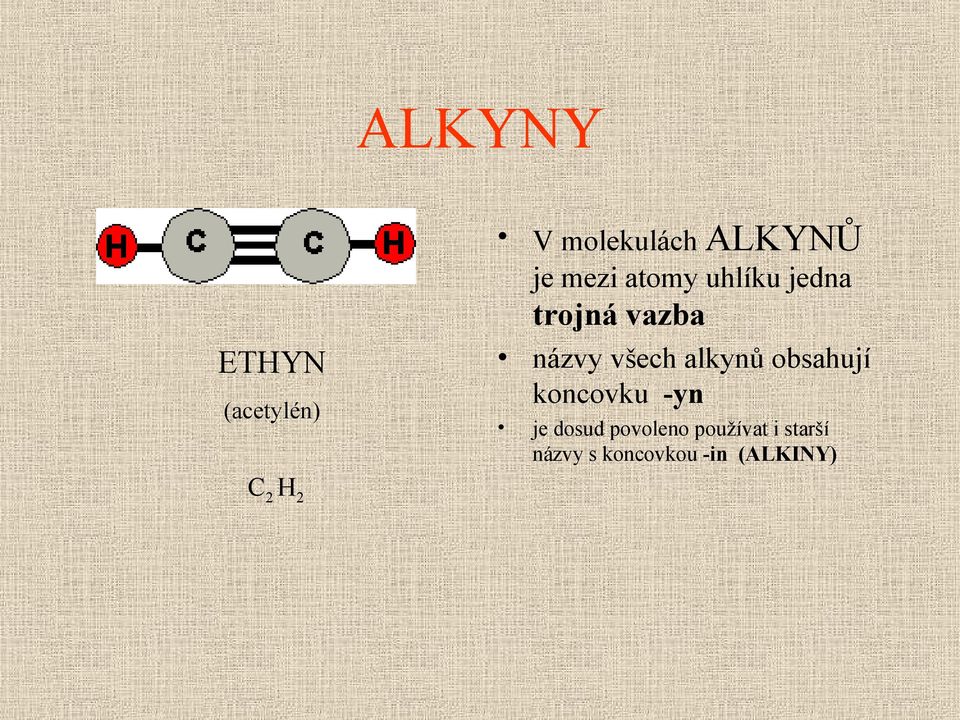 alkynů obsahují koncovku -yn je dosud povoleno