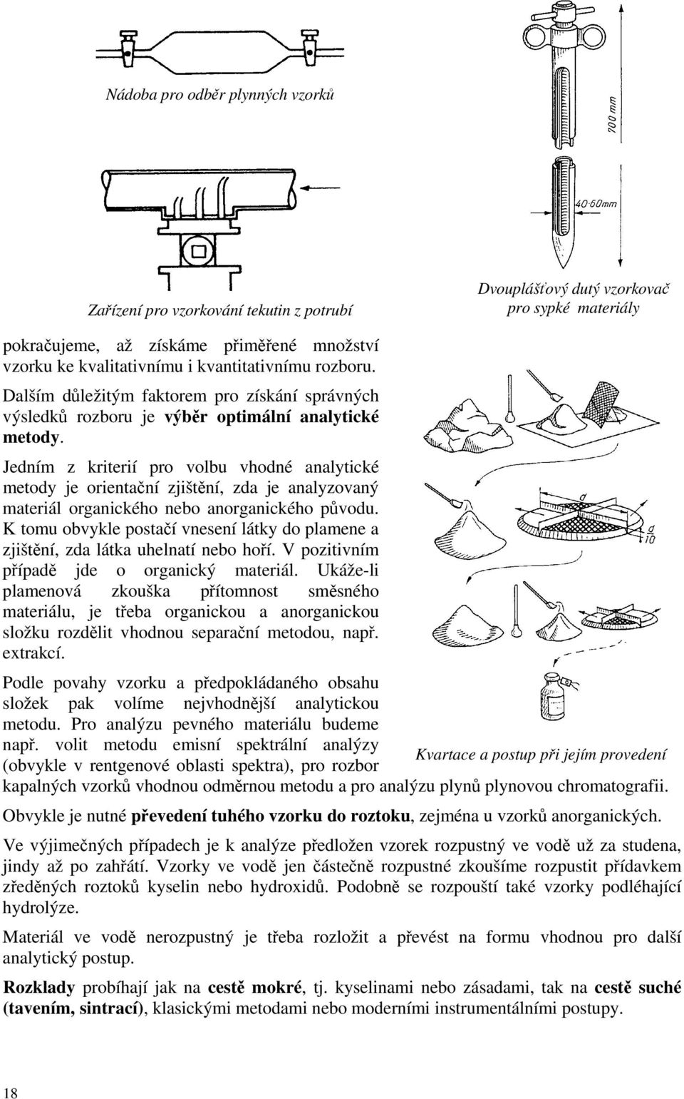 Jedním z kriterií pro volbu vhodné analytické metody je orientační zjištění, zda je analyzovaný materiál organického nebo anorganického původu.