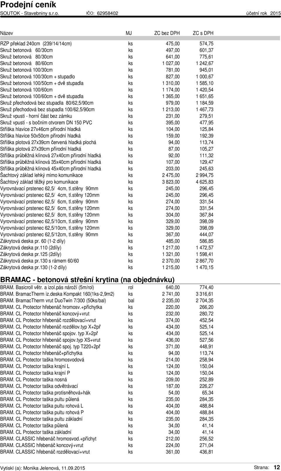 dvě stupadla ks 1 365,00 1 651,65 Skruž přechodová bez stupadla 80/62,5/90cm ks 979,00 1 184,59 Skruž přechodová bez stupadla 100/62,5/90cm ks 1 213,00 1 467,73 Skruž vpusti - horní část bez zámku ks