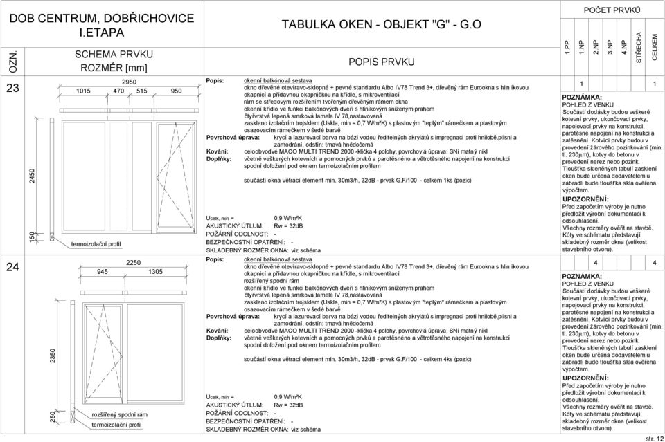 element min. 30m3/h, 32dB - prvek G.