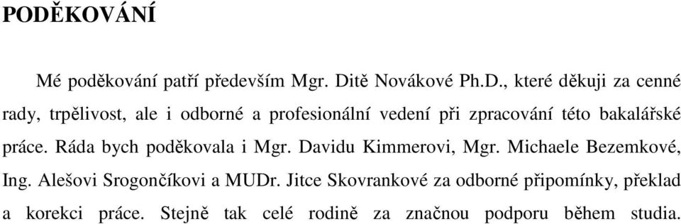 Ráda bych poděkovala i Mgr. Davidu Kimmerovi, Mgr. Michaele Bezemkové, Ing.