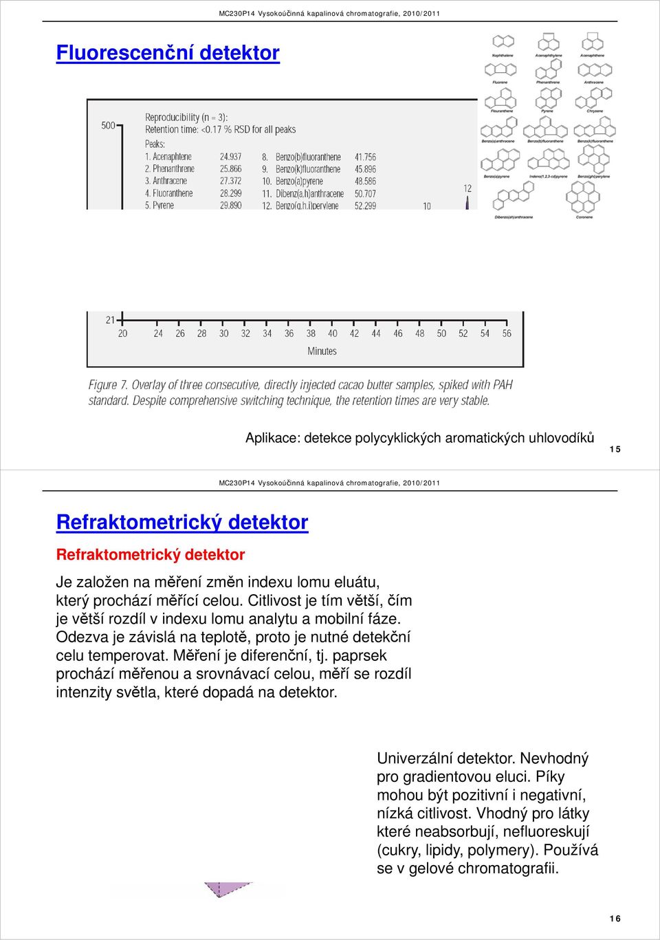 Odezva je závislá na teplotě, proto je nutné detekční celu temperovat. Měření je diferenční, tj.