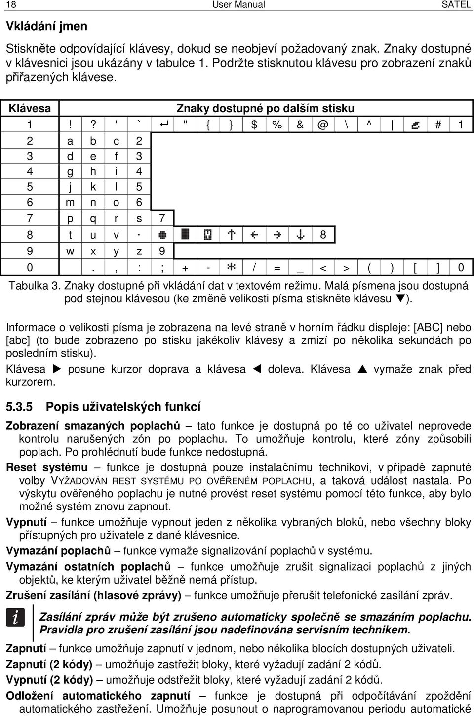 ? ' ` " { } $ % & @ \ ^ # 1 2 a b c 2 3 d e f 3 4 g h i 4 5 j k l 5 6 m n o 6 7 p q r s 7 8 t u v 8 9 w x y z 9 0., : ; + - / = _ < > ( ) [ ] 0 Tabulka 3.