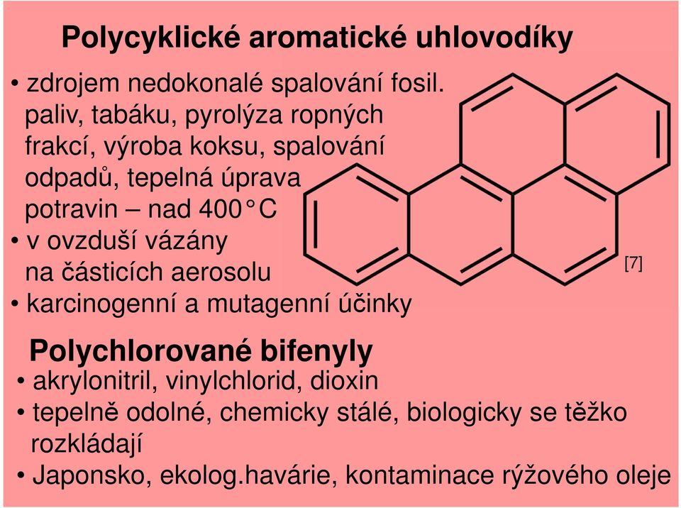 v ovzduší vázány na částicích aerosolu karcinogenní a mutagenní účinky Polychlorované bifenyly