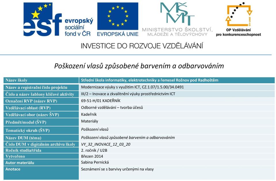 Číslo DUM v digitálním archivu školy