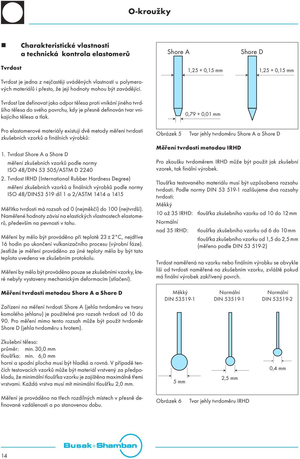 Pro elastomerové materiály existují dvě metody měření tvrdosti zkušebních vzorků a finálních výrobků: 1. Tvrdost Shore A a Shore D měření zkušebních vzorků podle normy ISO 48/DIN 53 505/ASTM D 2240 2.