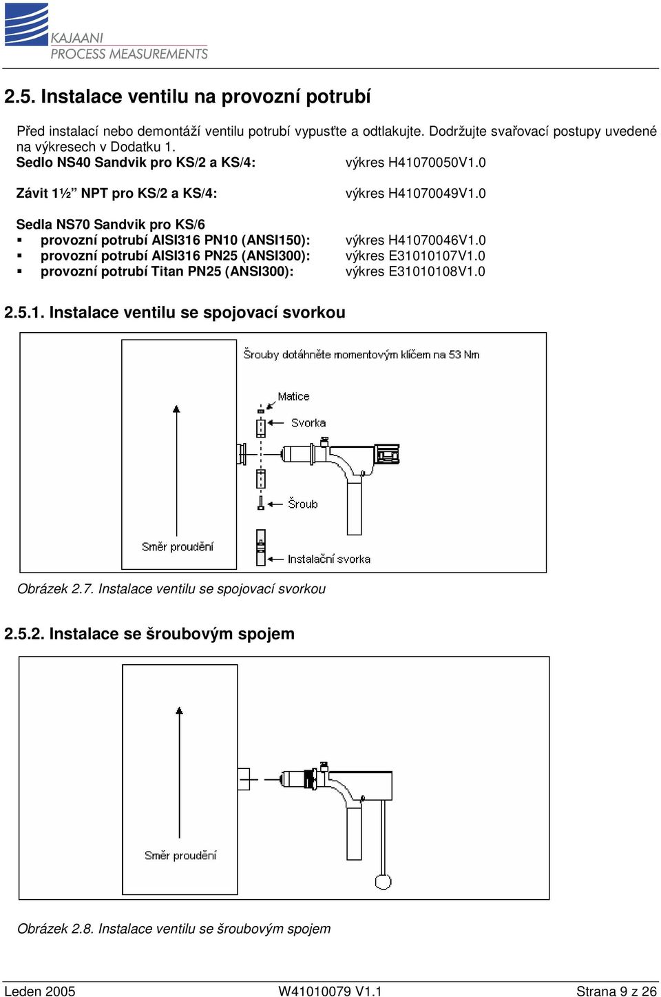 0 Sedla NS70 Sandvik pro KS/6 provozní potrubí AISI316 PN10 (ANSI150): výkres H41070046V1.0 provozní potrubí AISI316 PN25 (ANSI300): výkres E31010107V1.