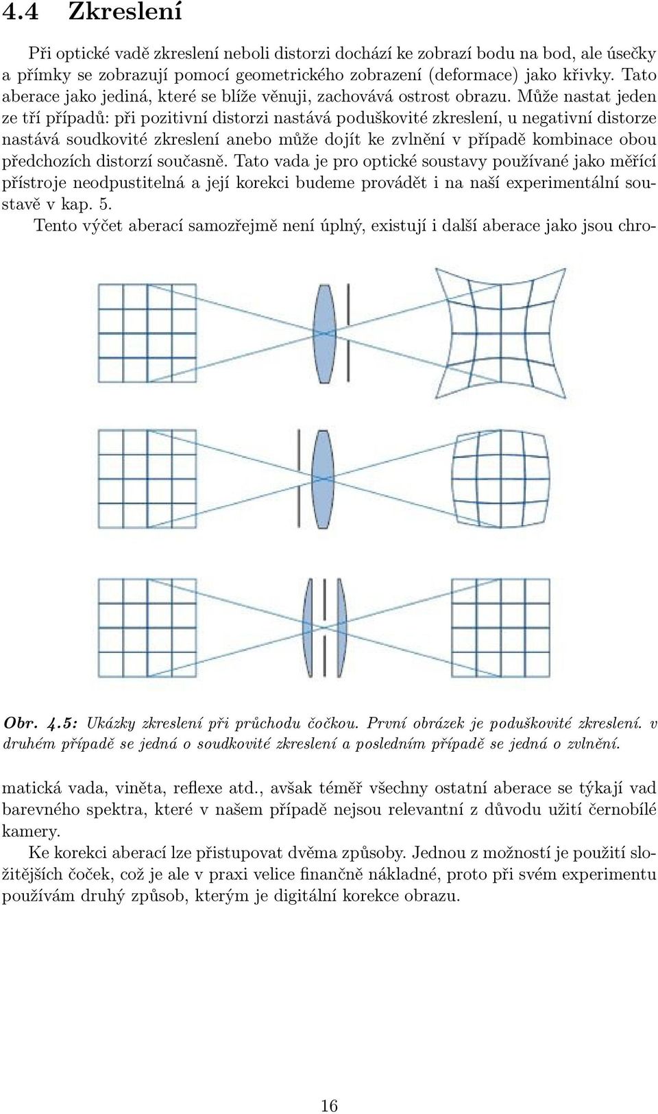 Může nastat jeden ze tří případů: při pozitivní distorzi nastává poduškovité zkreslení, u negativní distorze nastává soudkovité zkreslení anebo může dojít ke zvlnění v případě kombinace obou