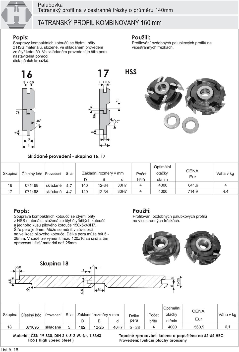 0, 6 S B S B Skládané provedení - skupina 16, 17 Skupina Provedení Síla 16 0716 skládané -7-17 0719 skládané -7-000 000 61,6 71,9.
